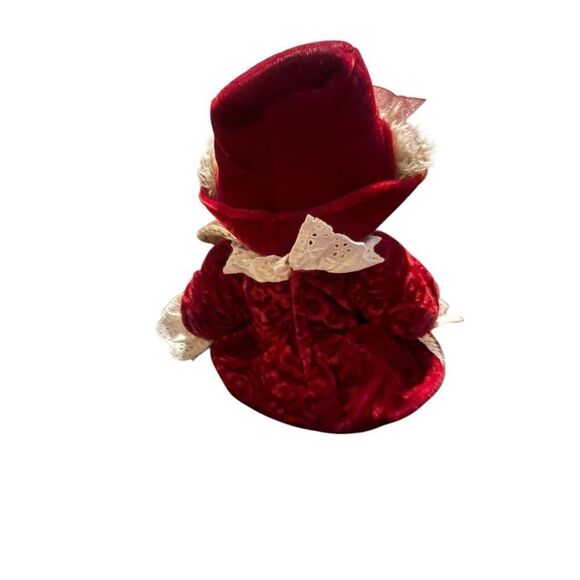 Russ Berrie Red Tan White Alexandra Velvet Dress Stuffed Teddy Bear Plush 12" - Picture 3 of 15